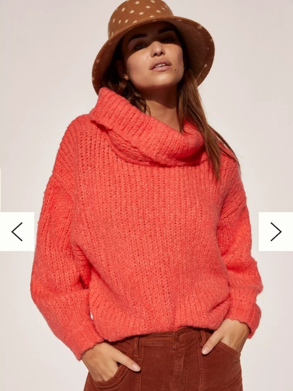 Pilcro Zamora Cowl Neck Sweater Size XL Anthropologie Orange Pink Alpaca